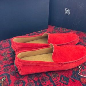 Vibrant Red Men's Suede Loafers
